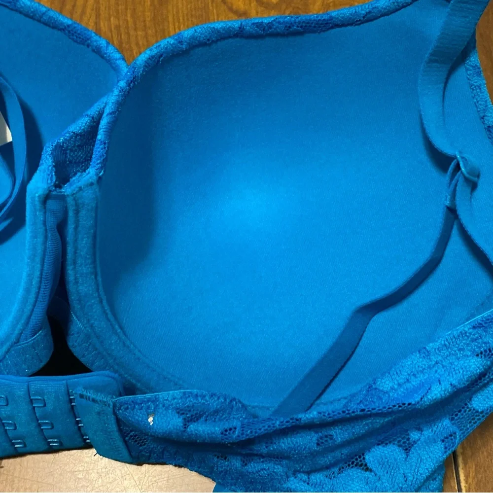No Boundaries‎ Blue Lace Underwire Bra Size 34DD Push Up New